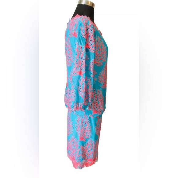 NWT Lilly Pulitzer Cee Cee Dress— Snorkel Blue Coral Mesh Lace - Picture 5 of 10